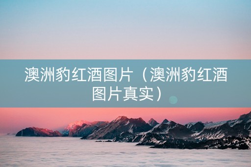 澳洲豹红酒图片（澳洲豹红酒图片真实）