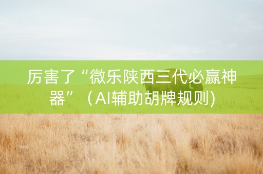 厉害了“微乐陕西三代必赢神器”（AI辅助胡牌规则)