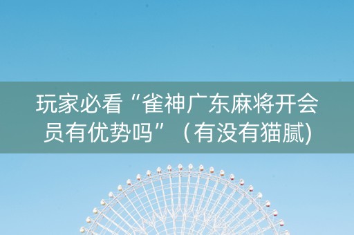 玩家必看“雀神广东麻将开会员有优势吗”（有没有猫腻)