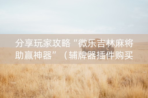 分享玩家攻略“微乐吉林麻将助赢神器”（辅牌器插件购买)