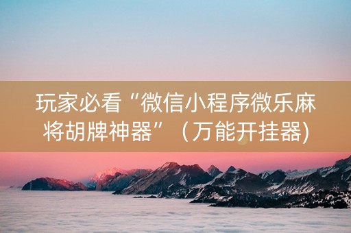 玩家必看“微信小程序微乐麻将胡牌神器”（万能开挂器)