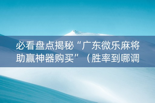必看盘点揭秘“广东微乐麻将助赢神器购买”（胜率到哪调)