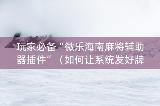 玩家必备“微乐海南麻将辅助器插件”（如何让系统发好牌)