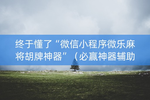 终于懂了“微信小程序微乐麻将胡牌神器”（必赢神器辅助器)