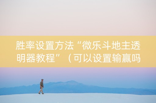 胜率设置方法“微乐斗地主透明器教程”（可以设置输赢吗)