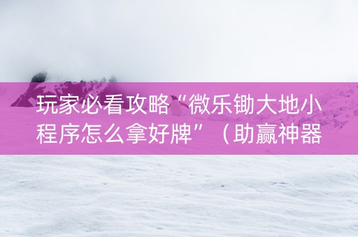 玩家必看攻略“微乐锄大地小程序怎么拿好牌”（助赢神器)