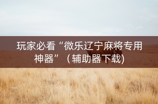 玩家必看“微乐辽宁麻将专用神器”（辅助器下载)