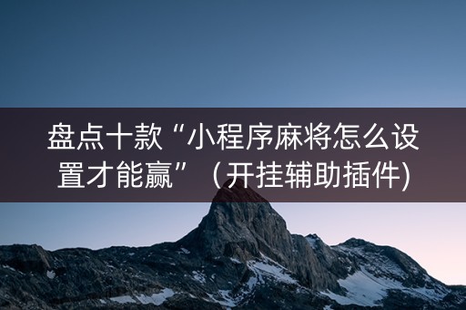 盘点十款“小程序麻将怎么设置才能赢”（开挂辅助插件)