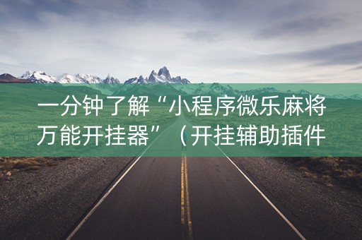 一分钟了解“小程序微乐麻将万能开挂器”（开挂辅助插件)