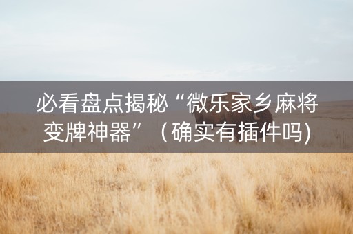 必看盘点揭秘“微乐家乡麻将变牌神器”（确实有插件吗)