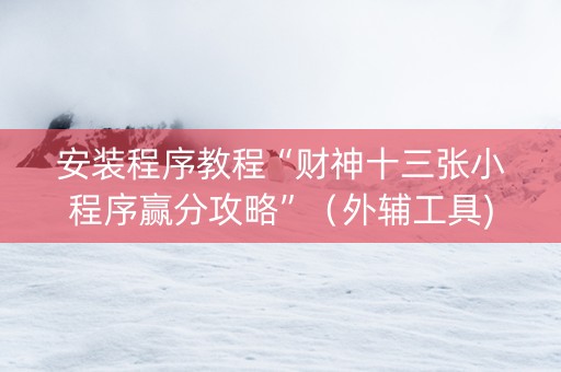 安装程序教程“财神十三张小程序赢分攻略”（外辅工具)