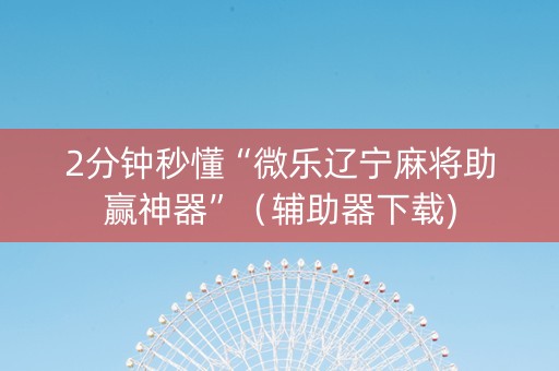 2分钟秒懂“微乐辽宁麻将助赢神器”（辅助器下载)