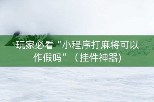 玩家必看“小程序打麻将可以作假吗”（挂件神器)
