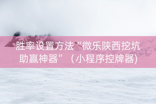 胜率设置方法“微乐陕西挖坑助赢神器”（小程序控牌器)