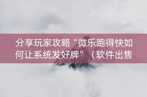 分享玩家攻略“微乐跑得快如何让系统发好牌”（软件出售)