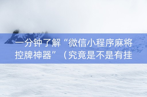 一分钟了解“微信小程序麻将控牌神器”（究竟是不是有挂)