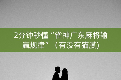 2分钟秒懂“雀神广东麻将输赢规律”（有没有猫腻)