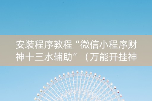 安装程序教程“微信小程序财神十三水辅助”（万能开挂神器)
