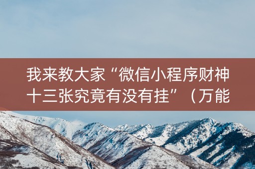 我来教大家“微信小程序财神十三张究竟有没有挂”（万能开挂器)