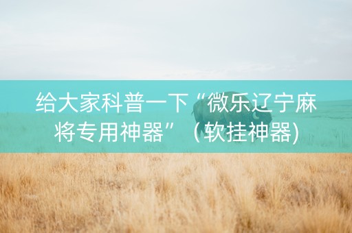 给大家科普一下“微乐辽宁麻将专用神器”（软挂神器)