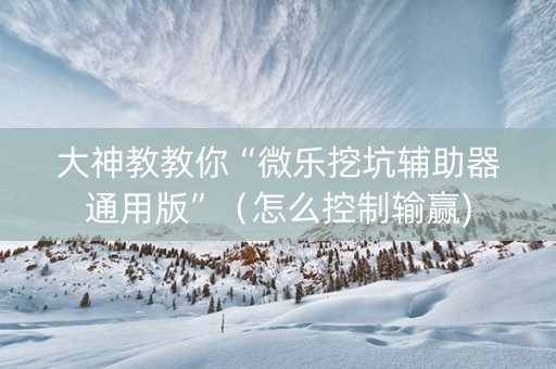 大神教教你“微乐挖坑辅助器通用版”（怎么控制输赢)
