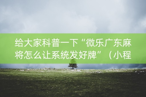 给大家科普一下“微乐广东麻将怎么让系统发好牌”（小程序辅助软件)