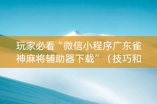 玩家必看“微信小程序广东雀神麻将辅助器下载”（技巧和打好牌方法)
