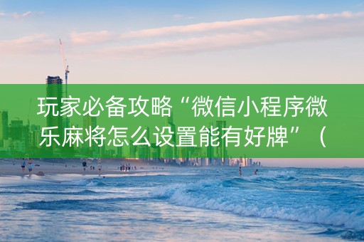 玩家必备攻略“微信小程序微乐麻将怎么设置能有好牌”（小程序必赢神器)