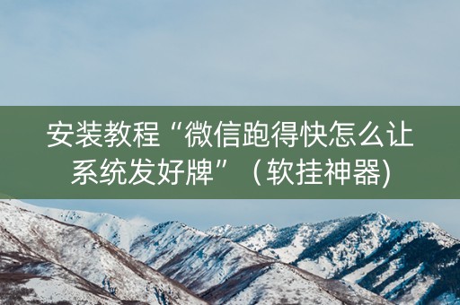 安装教程“微信跑得快怎么让系统发好牌”（软挂神器)