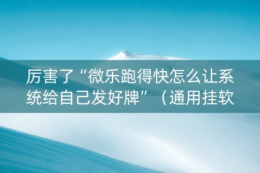厉害了“微乐跑得快怎么让系统给自己发好牌”（通用挂软件多少钱)