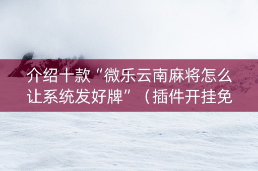 介绍十款“微乐云南麻将怎么让系统发好牌”（插件开挂免费AI)