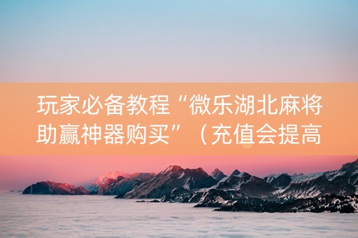 玩家必备教程“微乐湖北麻将助赢神器购买”（充值会提高胜率么)