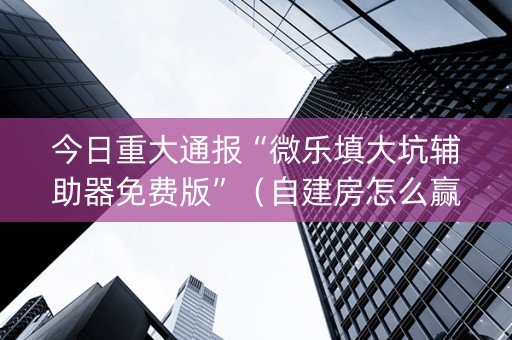 今日重大通报“微乐填大坑辅助器免费版”（自建房怎么赢)