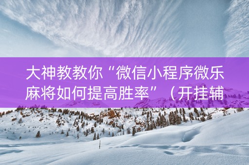 大神教教你“微信小程序微乐麻将如何提高胜率”（开挂辅助插件)