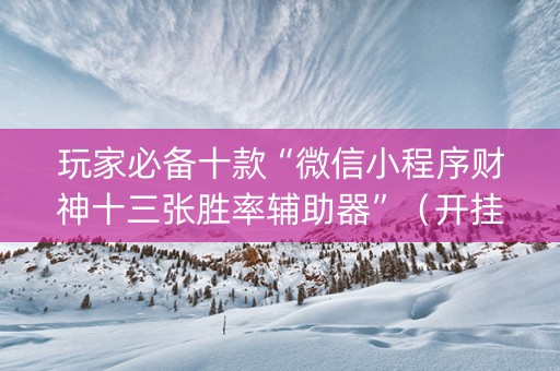 玩家必备十款“微信小程序财神十三张胜率辅助器”（开挂神器下载)