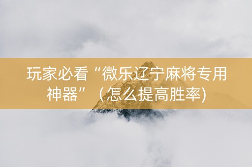 玩家必看“微乐辽宁麻将专用神器”（怎么提高胜率)