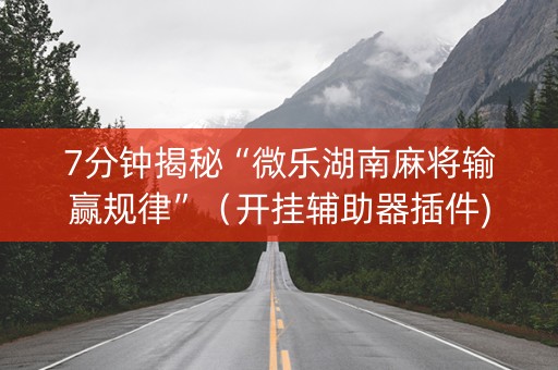 7分钟揭秘“微乐湖南麻将输赢规律”（开挂辅助器插件)