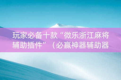 玩家必备十款“微乐浙江麻将辅助插件”（必赢神器辅助器)
