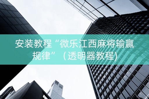 安装教程“微乐江西麻将输赢规律”（透明器教程)