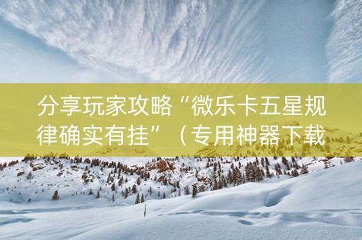 分享玩家攻略“微乐卡五星规律确实有挂”（专用神器下载)