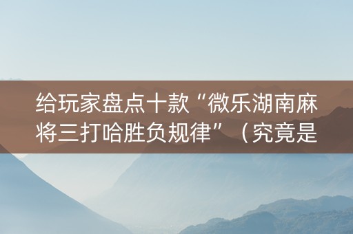 给玩家盘点十款“微乐湖南麻将三打哈胜负规律”（究竟是不是有挂)