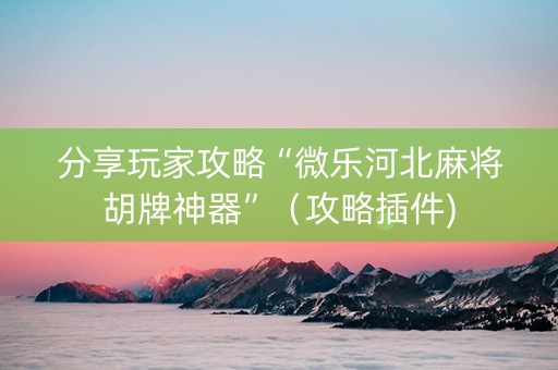 分享玩家攻略“微乐河北麻将胡牌神器”（攻略插件)
