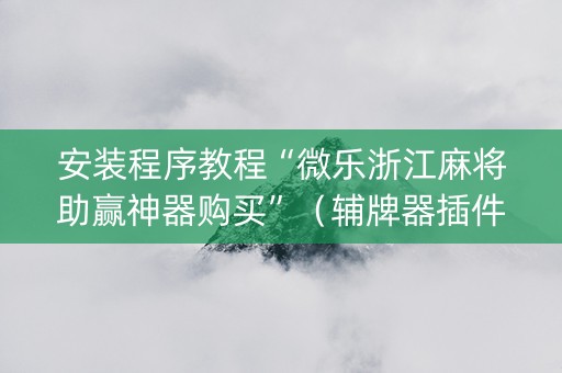 安装程序教程“微乐浙江麻将助赢神器购买”（辅牌器插件购买)