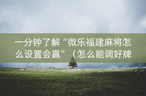 一分钟了解“微乐福建麻将怎么设置会赢”（怎么能调好牌)
