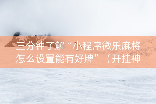 三分钟了解“小程序微乐麻将怎么设置能有好牌”（开挂神器下载)