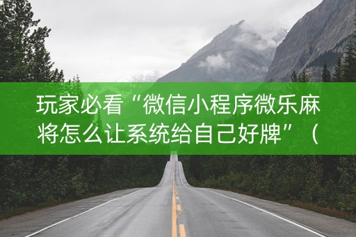 玩家必看“微信小程序微乐麻将怎么让系统给自己好牌”（插件开挂免费AI)