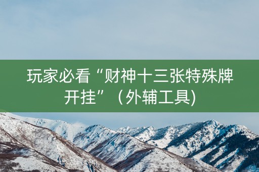 玩家必看“财神十三张特殊牌开挂”（外辅工具)
