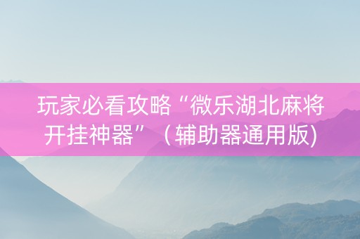 玩家必看攻略“微乐湖北麻将开挂神器”（辅助器通用版)