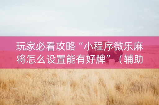 玩家必看攻略“小程序微乐麻将怎么设置能有好牌”（辅助器通用版)