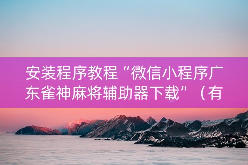 安装程序教程“微信小程序广东雀神麻将辅助器下载”（有没有猫腻)